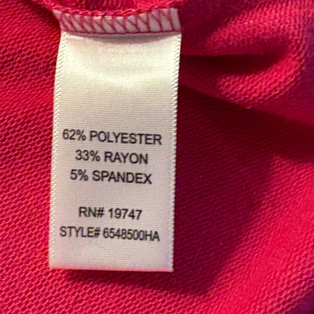Women's V-Neck Short Sleeve Tee in Fuchsia Pink - Picture 6 of 6